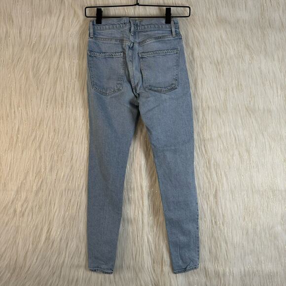 AGOLDE Womens Mid Rise Skinny Ankle Distressed Sophie Cotton Blend Light Wash 23 - Picture 4 of 9